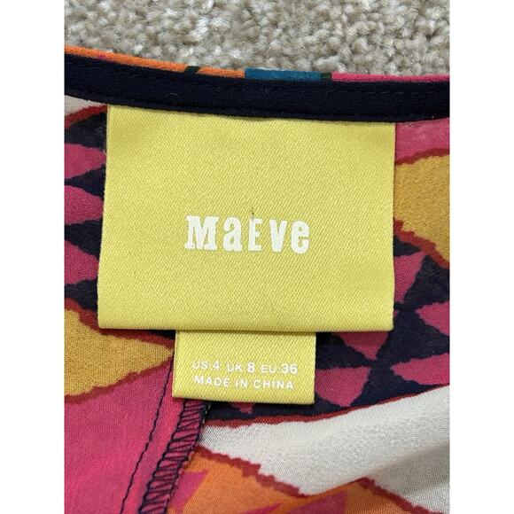 Anthropologie Maeve Women's Geo Print Multicolor Dress Size US 4 Sheer - Picture 7 of 8